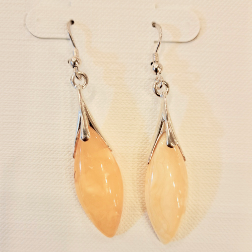 HWG-2357 Earrings, Butterscotch Pointed Oval Dangles with Silver $45 at Hunter Wolff Gallery